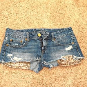 American Eagle Embellished Pocket Jean Shorts